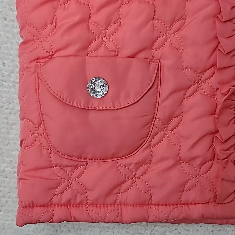 Gymboree Girl's Zip Up Hooded Fleece Lined Quilted Puffer Vest Jacket Pink/Cream